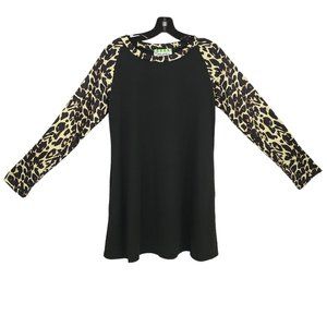 Deborahs Swing Tunic Top Dress Womens S Animal Print Raglan Sleeve Pockets NEW